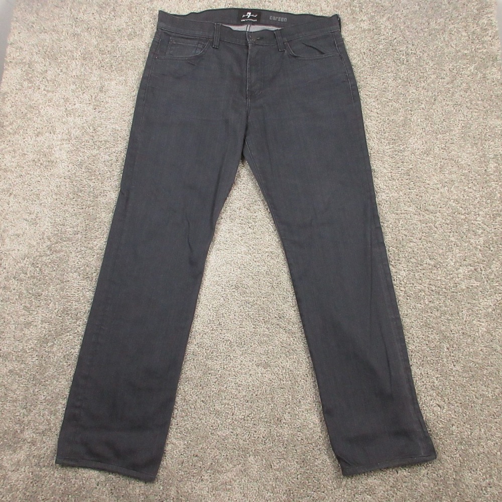 7 For All Mankind Jeans Mens 34x31 Charcoal Black Carsen Straight Denim Pants